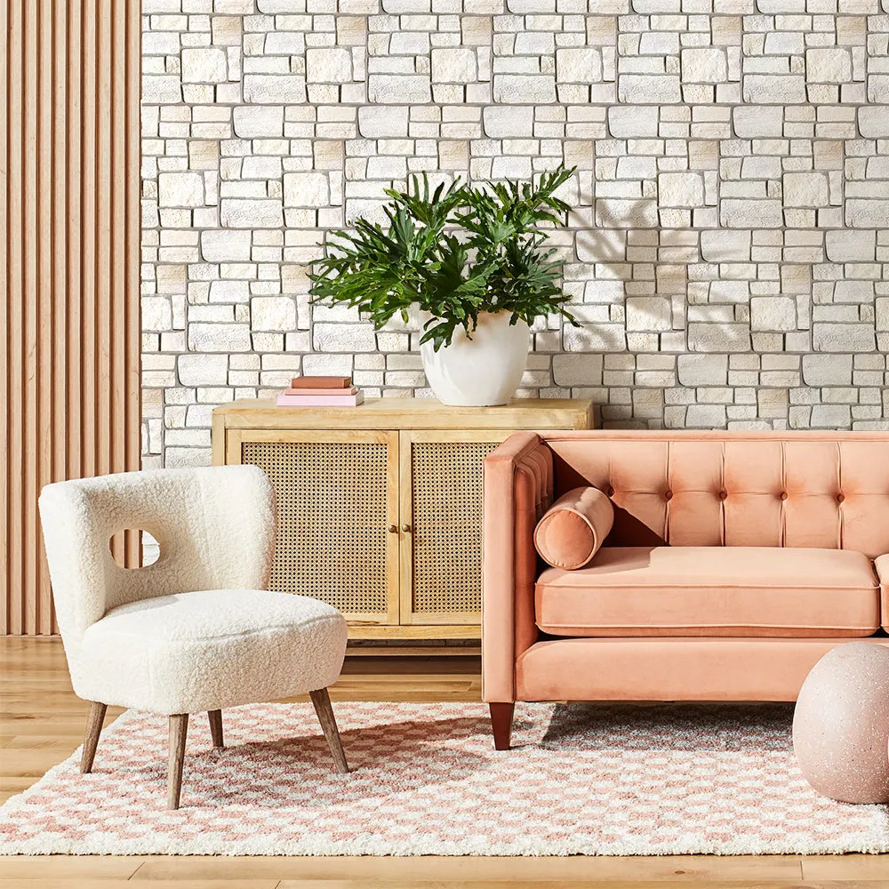3D Faux Limestone Peel and Stick Wall Tile