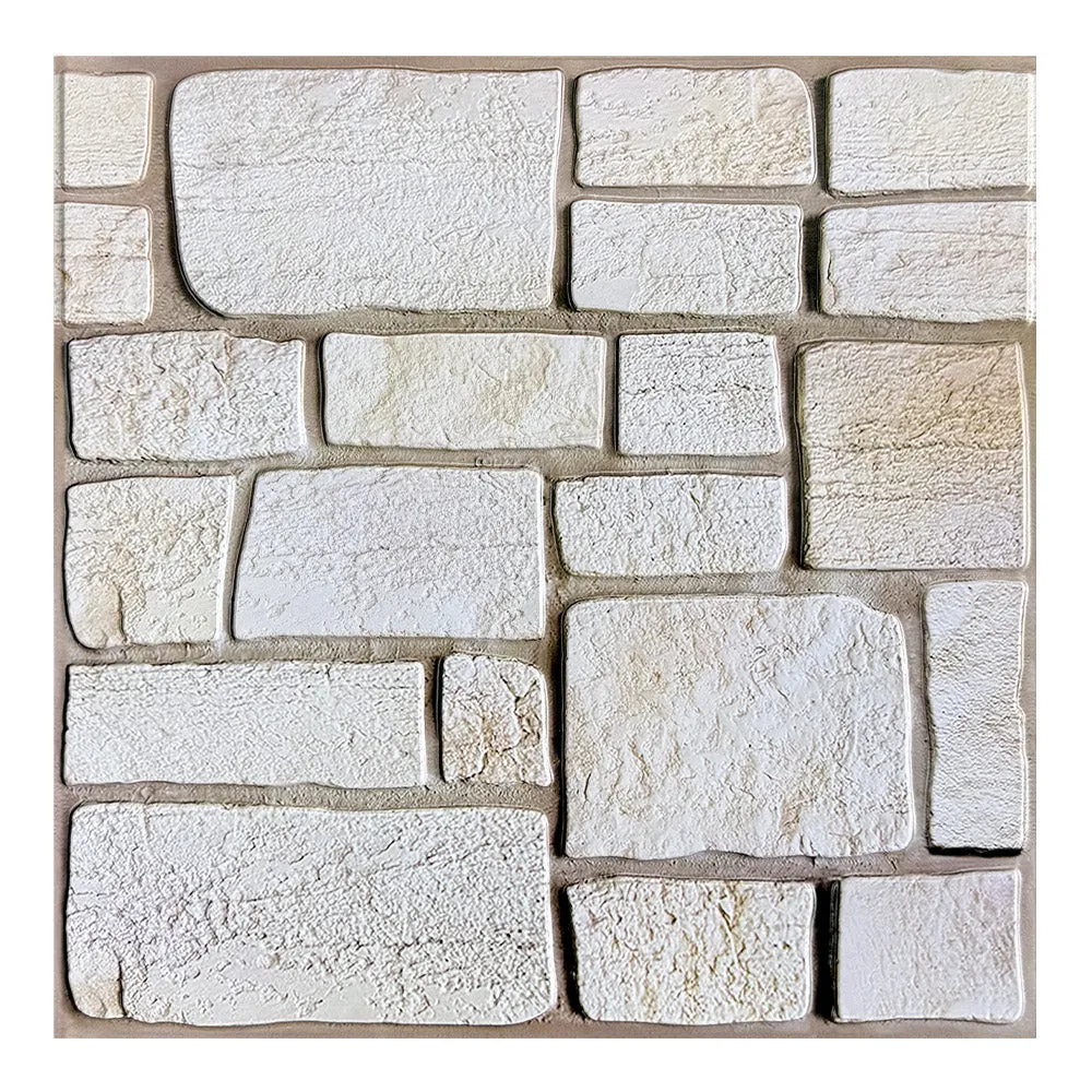 3D Faux Limestone Peel and Stick Wall Tile