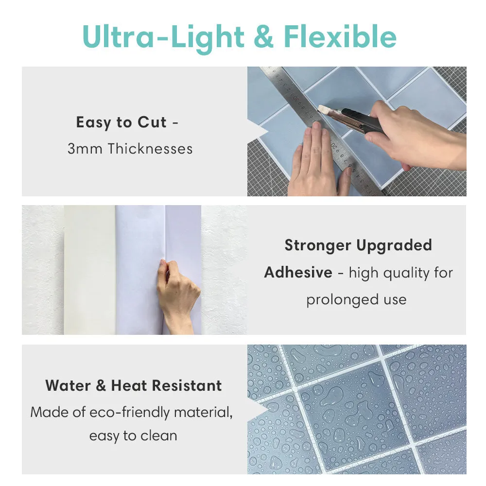 3D Slate Blue Ceramic Square Peel and Stick Wall Tile