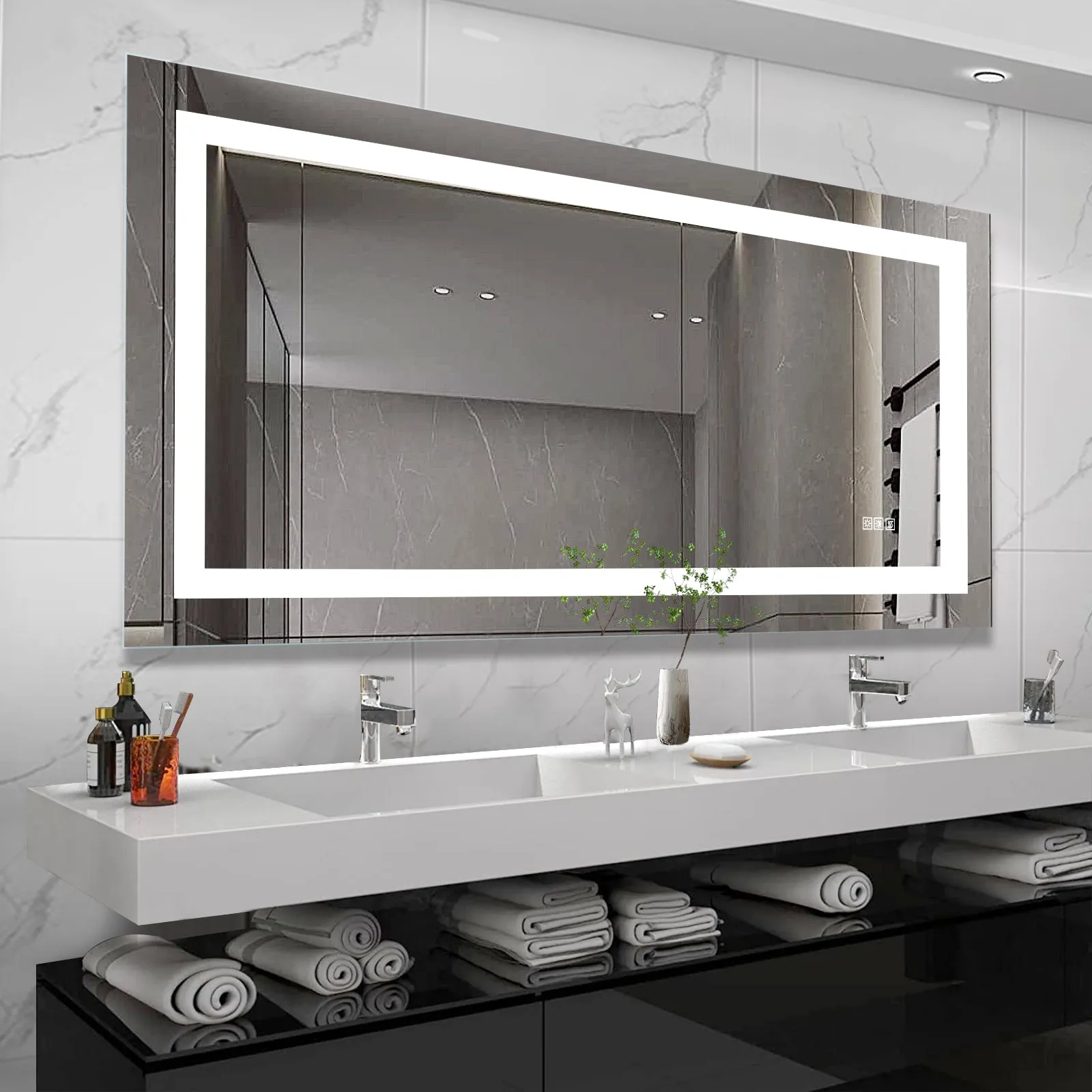 72x 36" LED Bathroom Mirror Light Anti-fog and Dimmable LED Vanity Mirror Light