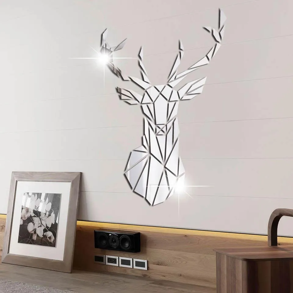 Deer Head Mirror Wall Decor Wall Stickers