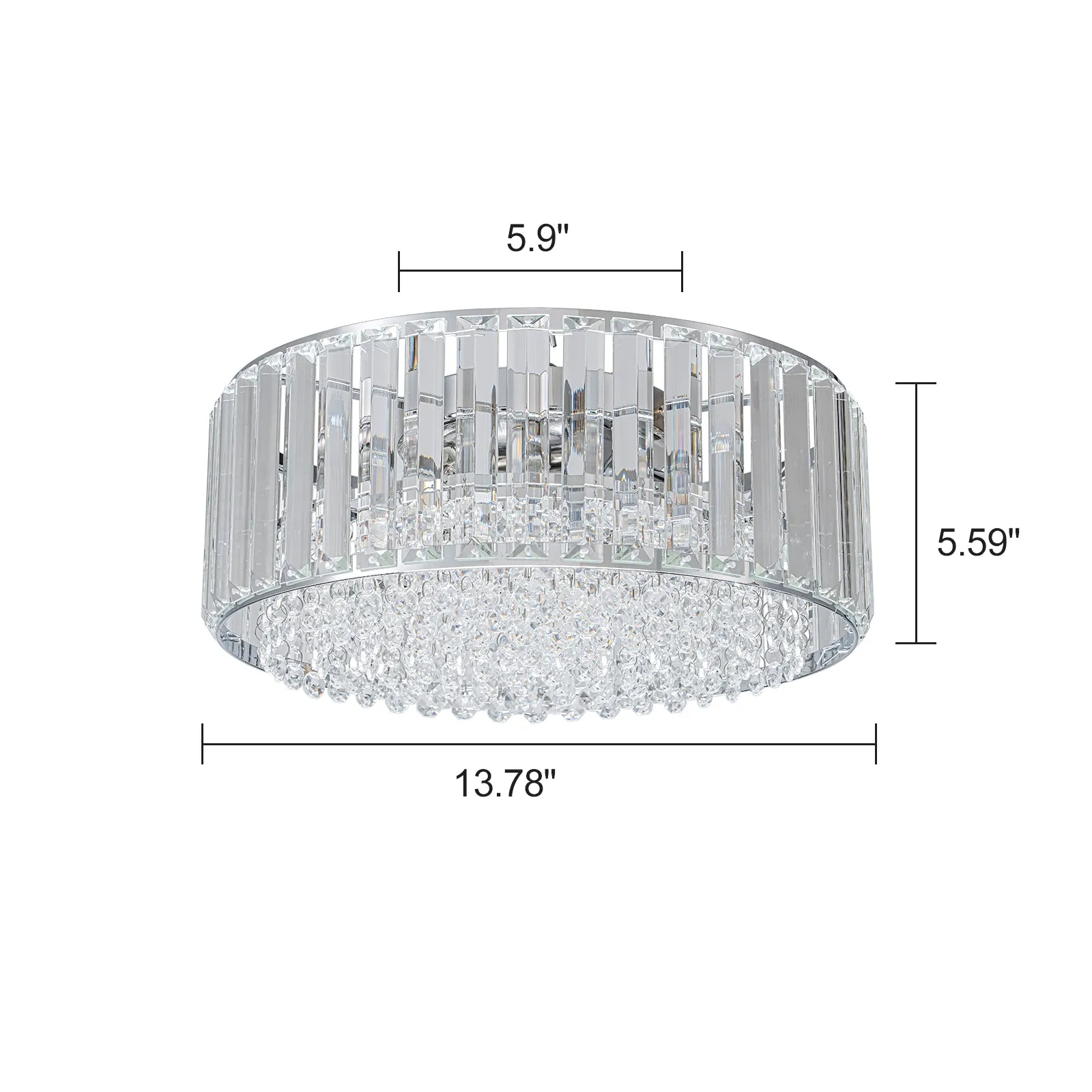 Glowlings 3-Light Luxury 14"Wide Round Crystal Flush Mount