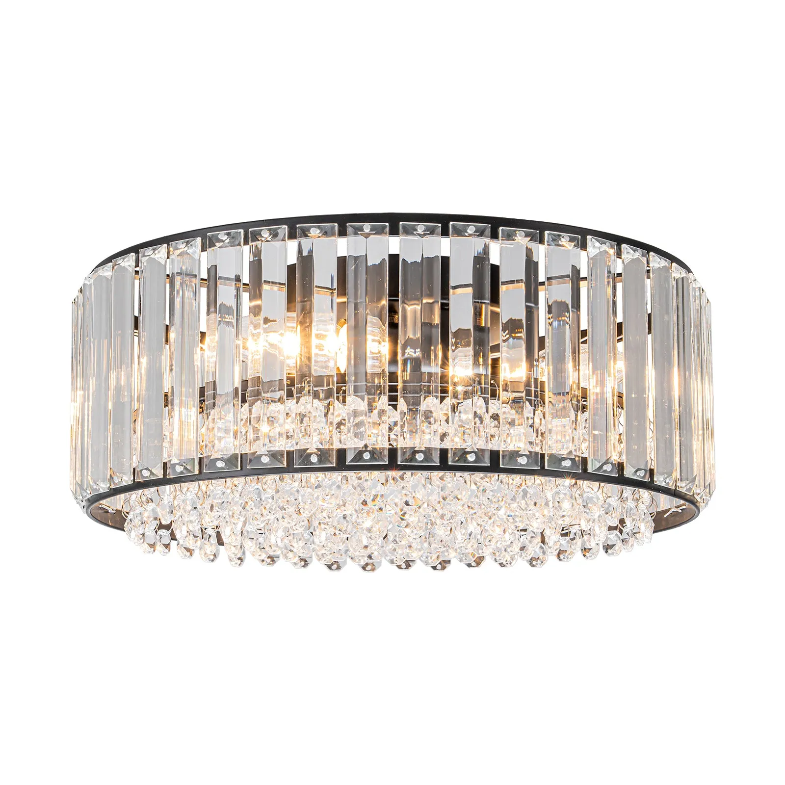 Glowlings 3-Light Luxury 14"Wide Round Crystal Flush Mount