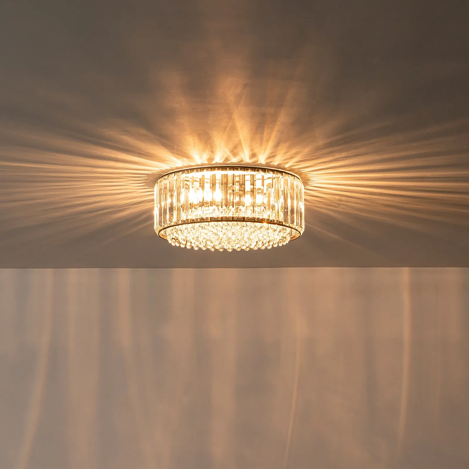 Glowlings 3-Light Luxury 14"Wide Round Crystal Flush Mount