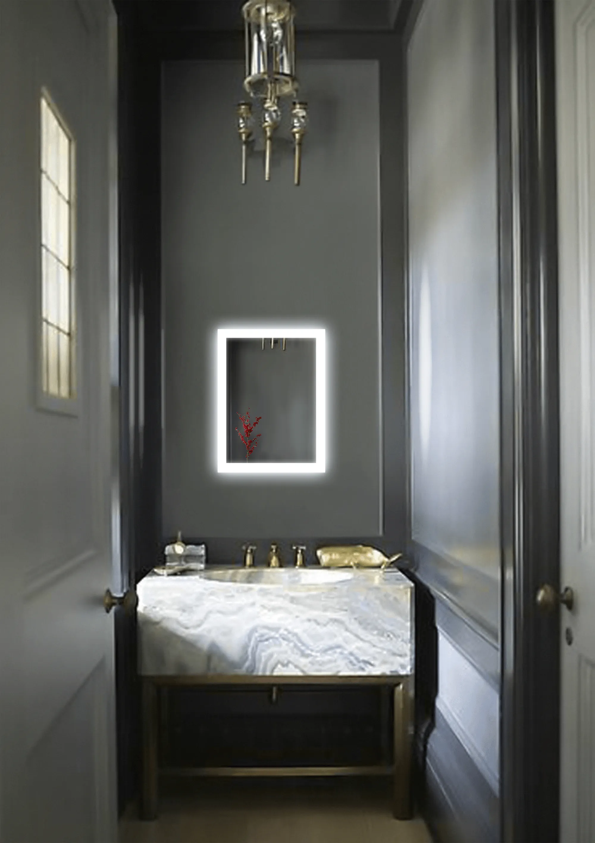 Krugg Bijou 15″ x 20″ LED Bathroom Mirror w/ Dimmer & Defogger