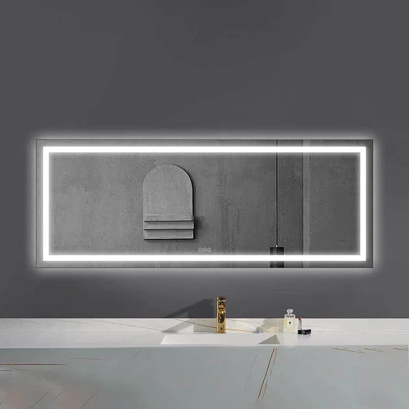 Large 84'' Wide Bathroom Mirror, Fog-Free, Frameless, LED