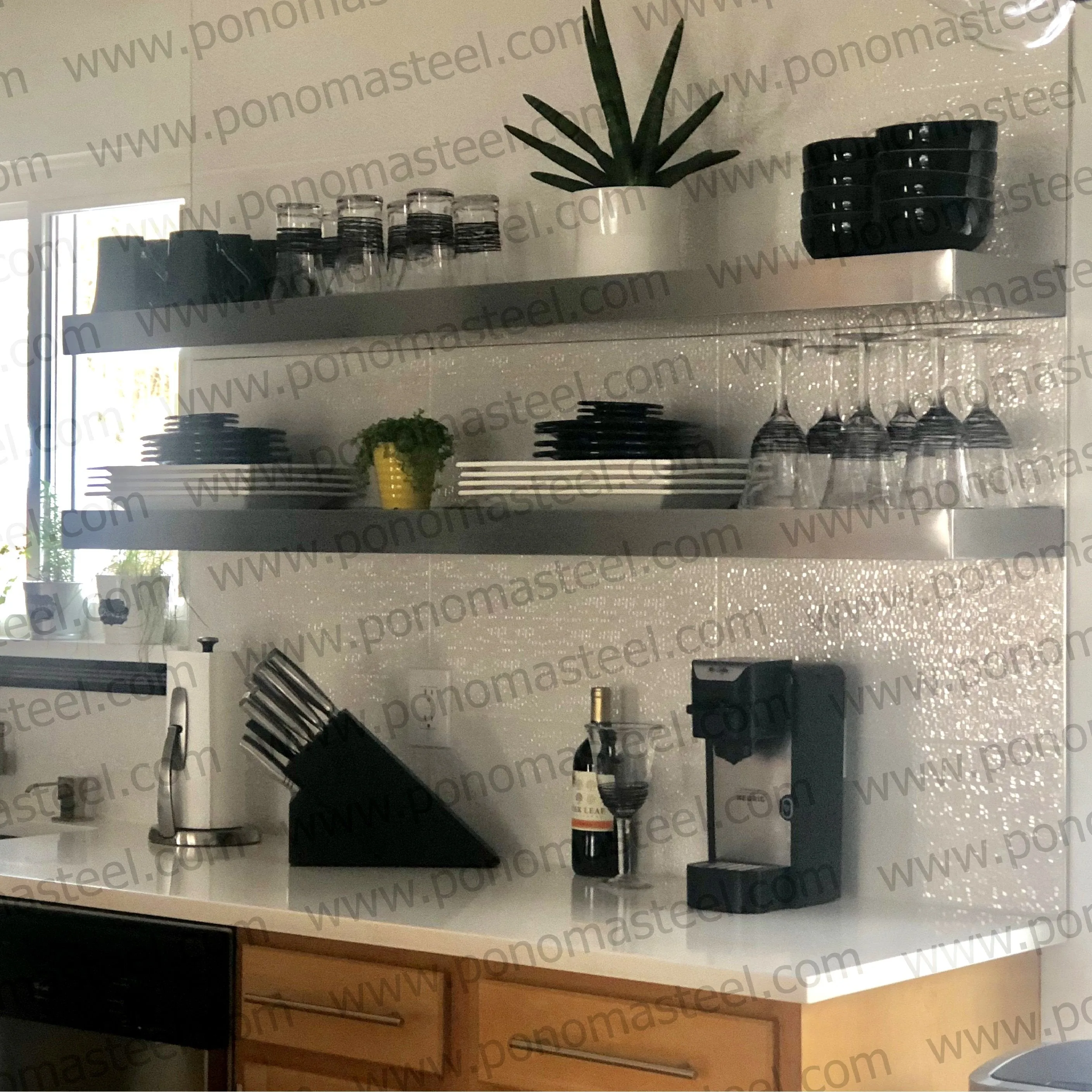 Metal shelves 83"- 87" (cm. 210.8- 221) made-to-order floating shelves Ponoma®