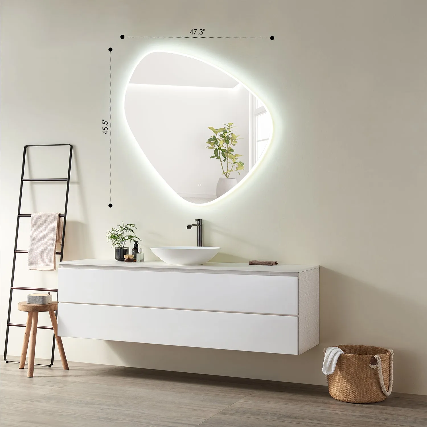 Rasso Novelty Frameless Modern Bathroom/Vanity LED Lighted Wall Mirror